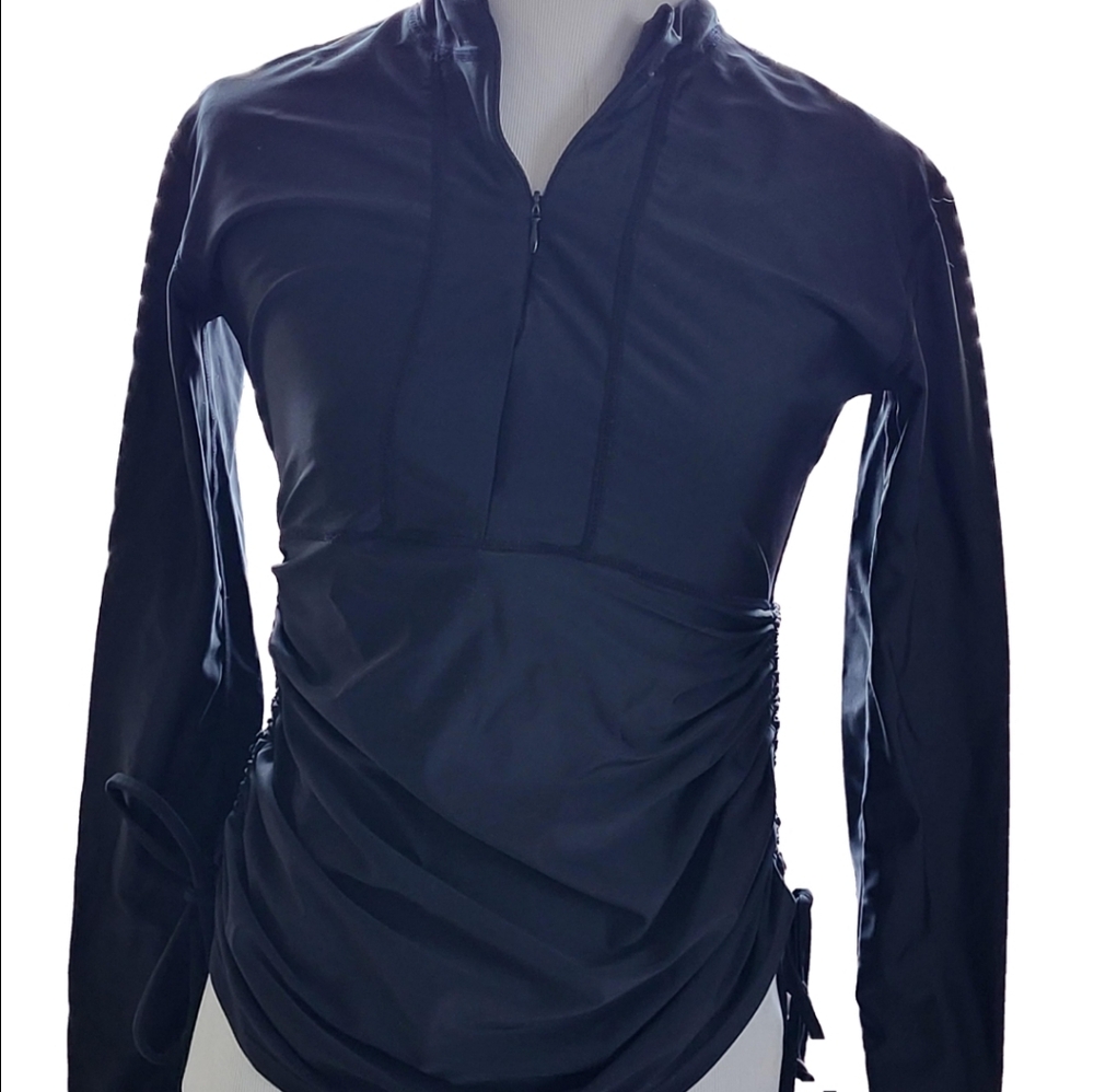 Elegant black swim cover-up, size small.